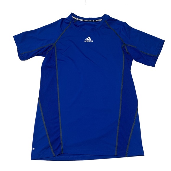Adidas Blue Fitted Training Athletic Shirt Men S